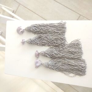 4 Grey Silver Tassels